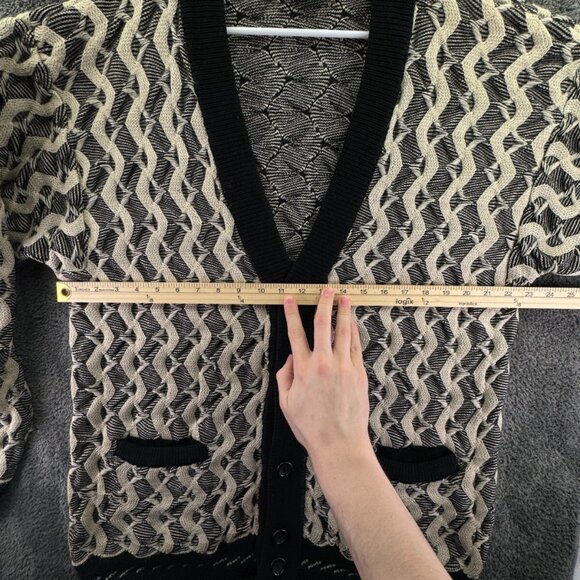 COOGI Australia Authentic Women Cardigan XL Pure Wool Ivory Black Buttons 3D - Picture 4 of 16